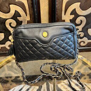 Ganson navy blue crossbody shoulder quilted handbag